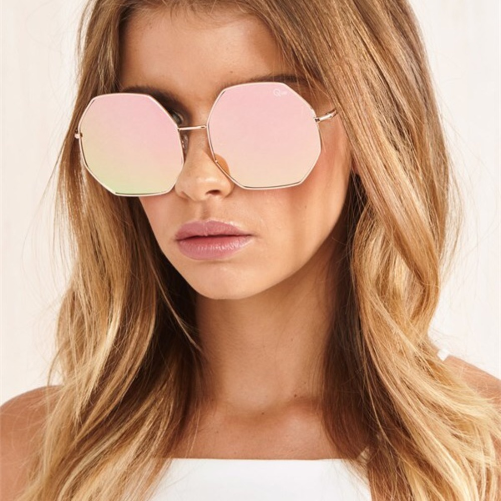 Quay Australia Pink Hexagon sunglasses